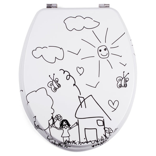 Sedile WC universale modello KLAK realizzato in MDF Decoro JARDIN  e Cerniere in acciaio inox