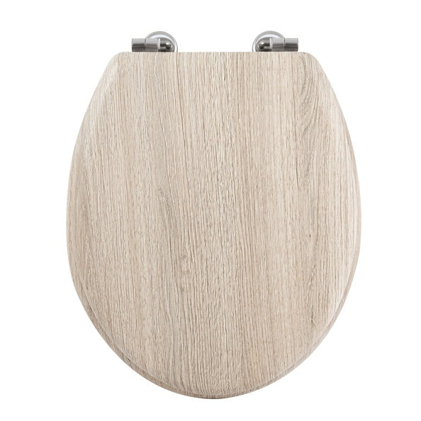 Sedile WC in MDF con cerniere in Acciaio Inox - Effetto legno