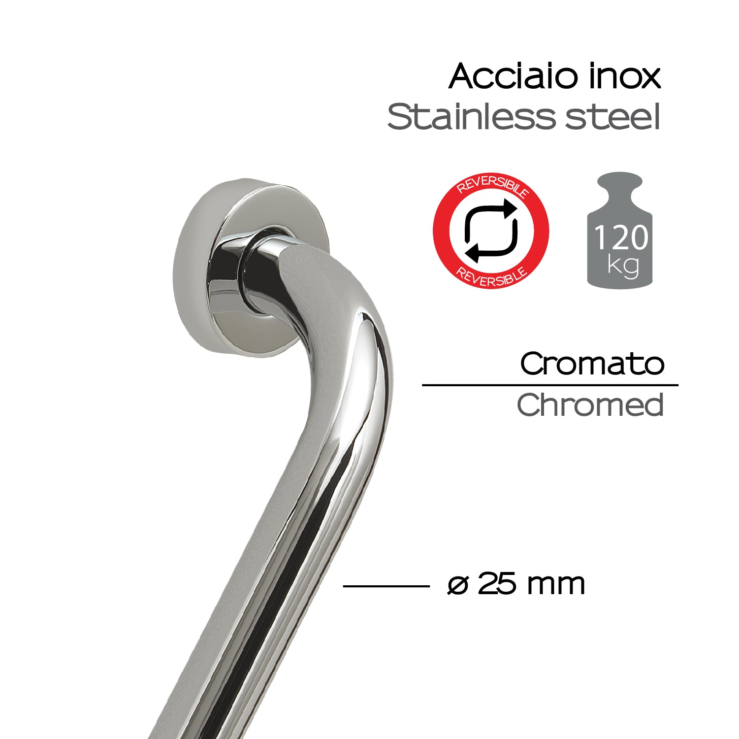 Maniglione reversibile 135Â° Up di Gedy - Cromato