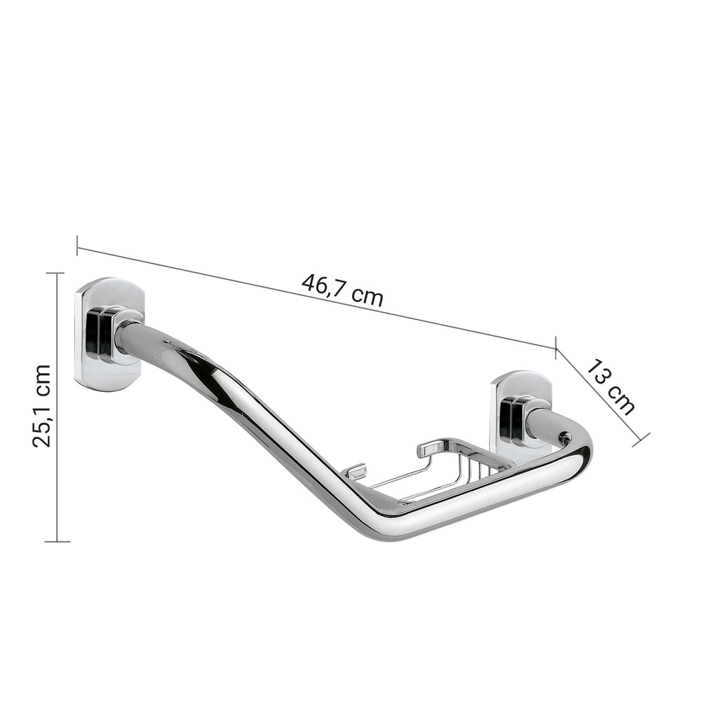 Maniglione 135Â° con portasapone modello Edera di Gedy - Cromato
