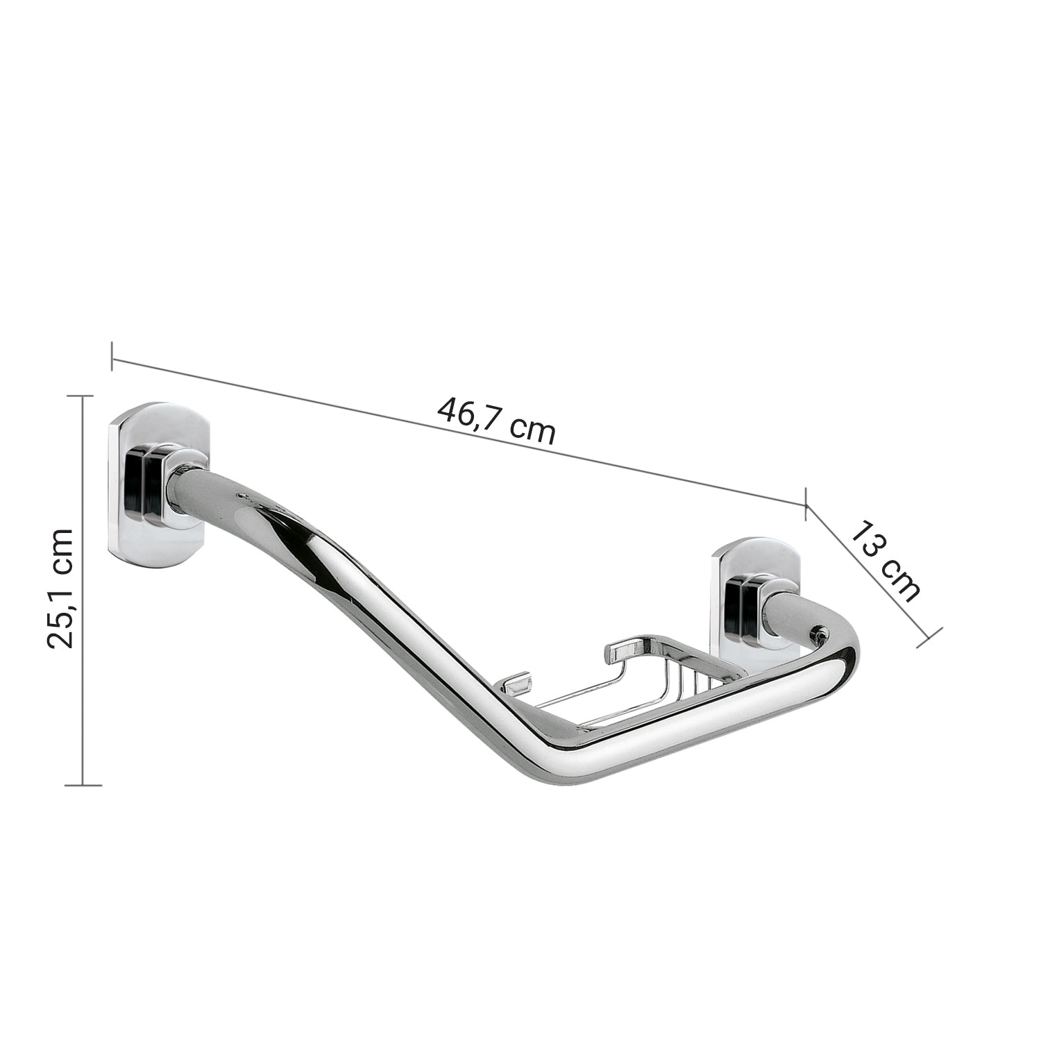 Maniglione 135Â° con portasapone modello Edera di Gedy - Cromato