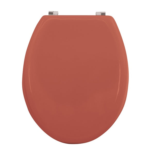 Sedile WC universale modello KLAK realizzato in MDF Terracotta e Cerniere in acciaio inox
