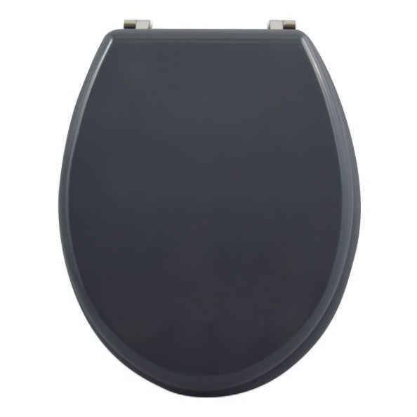 Sedile WC universale modello KLAK realizzato in MDF Antracite opaco e Cerniere in acciaio inox