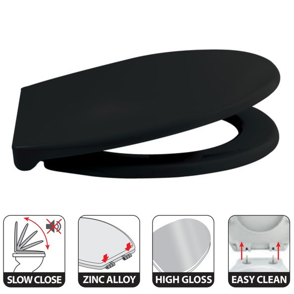 Copriwater modello Harry di colore nero con cerniere di zinco