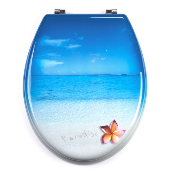 Sedile WC modello Paradise in MDF con cerniere in Acciaio Inox - Blu